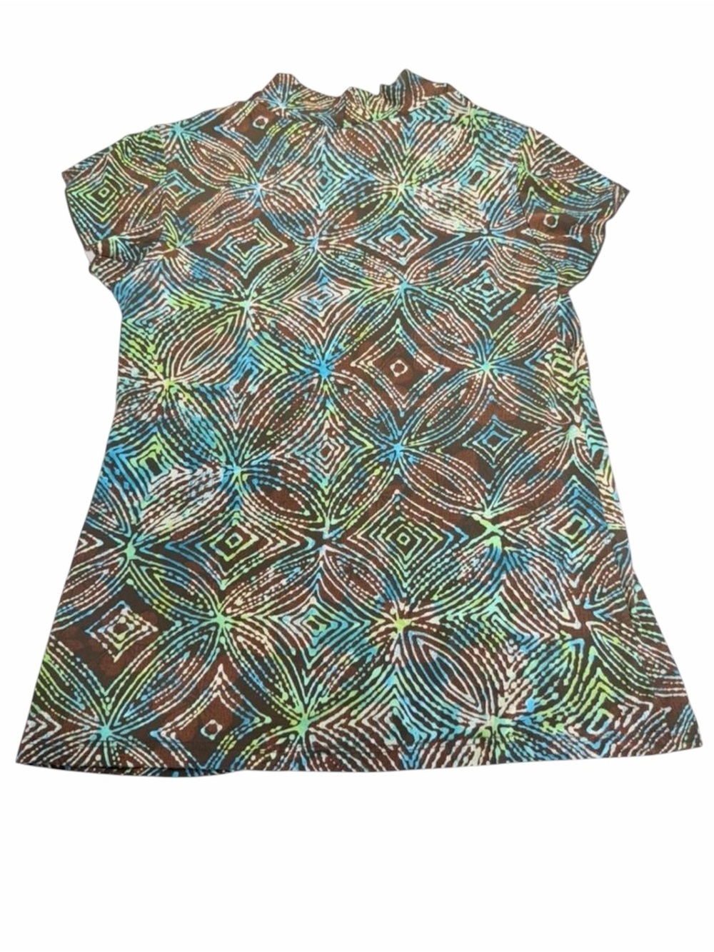 Vintage 90’s Y2K Geometric Babydoll Blouse Top Women’s Large Green 2000’s Summer - Picture 4 of 6